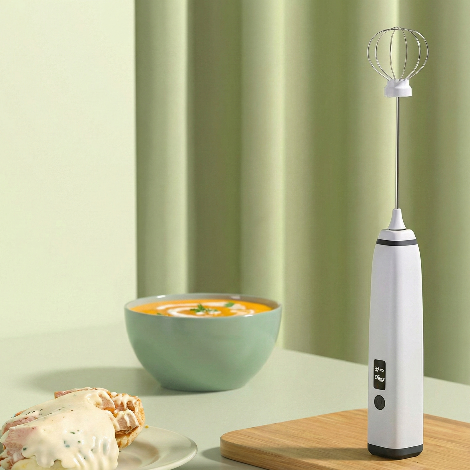 Mousseur à lait électrique rechargeable en acier inoxydable et ABS