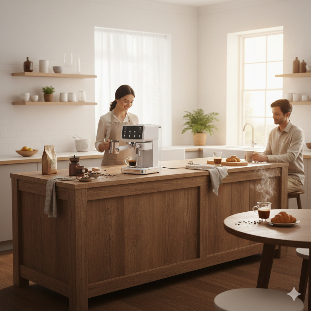 Machine à café avec mousseur à lait intégré – pression 20 bars