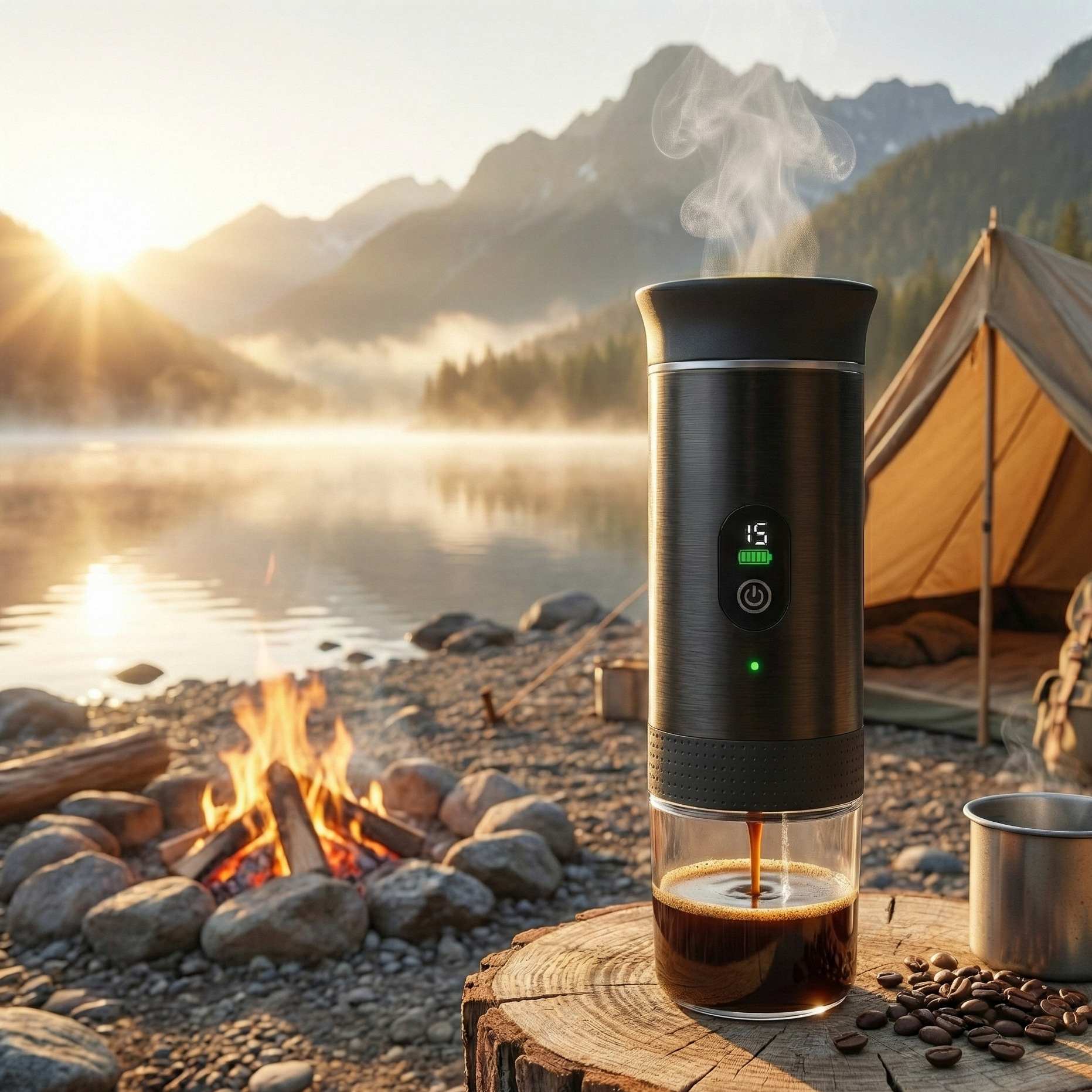 Machine à café portable rechargeable avec chauffage intégré