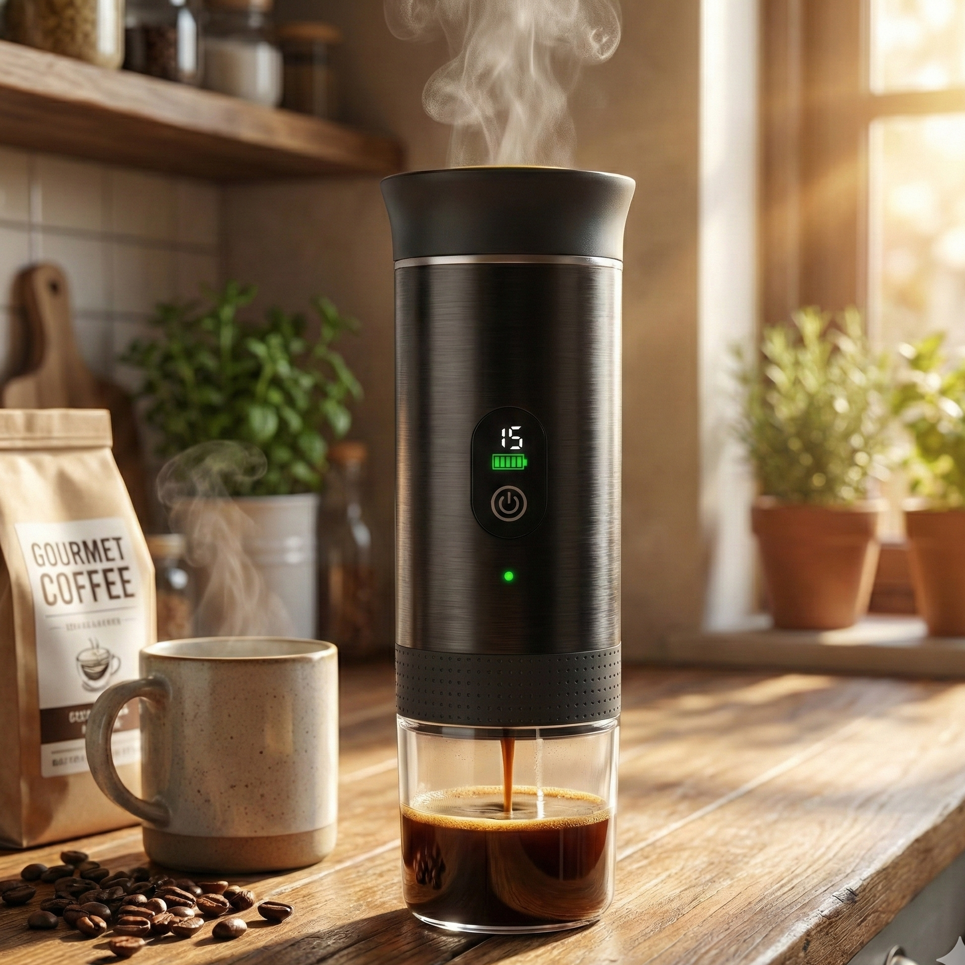 Machine à café portable rechargeable avec chauffage intégré