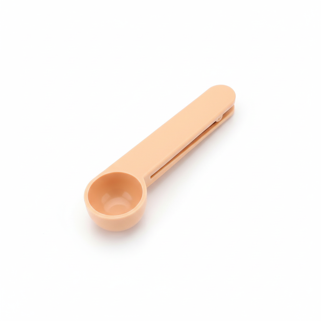 Cuillère doseuse avec pince intégrée pour ingrédients en poudre