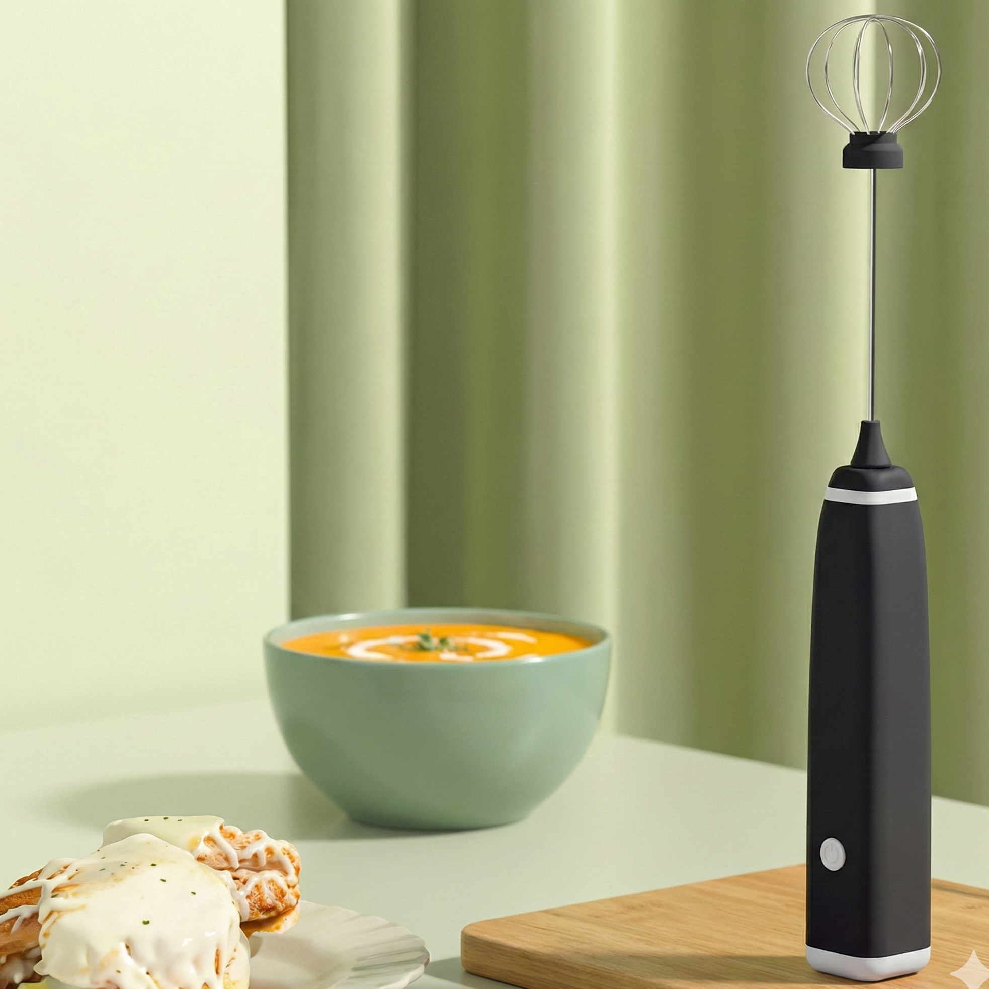 Mousseur à lait électrique rechargeable en acier inoxydable et ABS