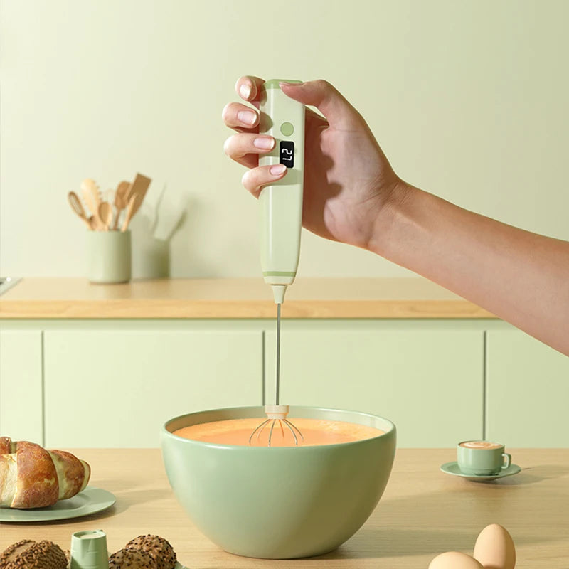 Mousseur à lait électrique rechargeable en acier inoxydable et ABS