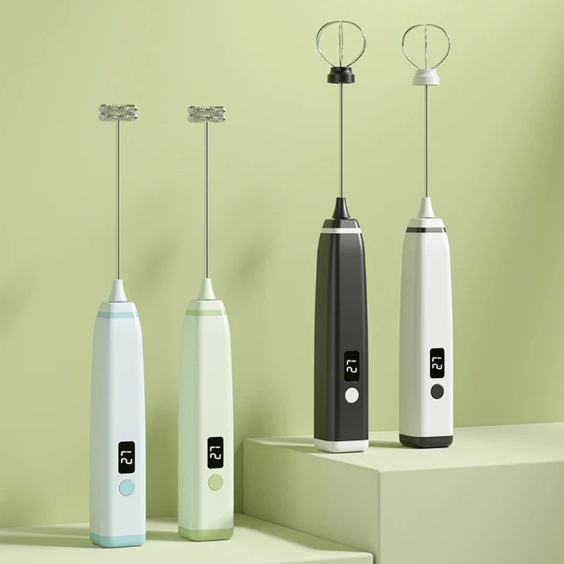 Mousseur à lait électrique rechargeable en acier inoxydable et ABS