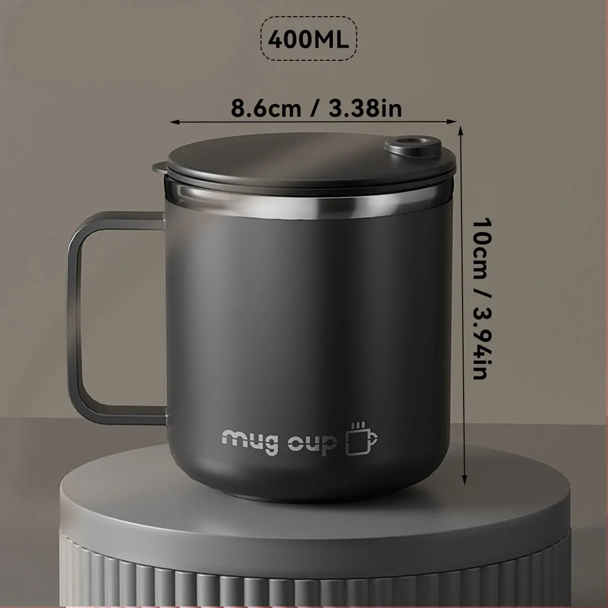 Tasse isotherme en acier inoxydable 304 avec poignée – 400 ml