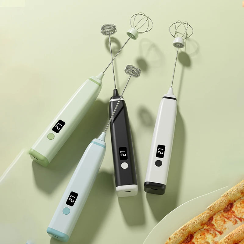 Mousseur à lait électrique rechargeable en acier inoxydable et ABS
