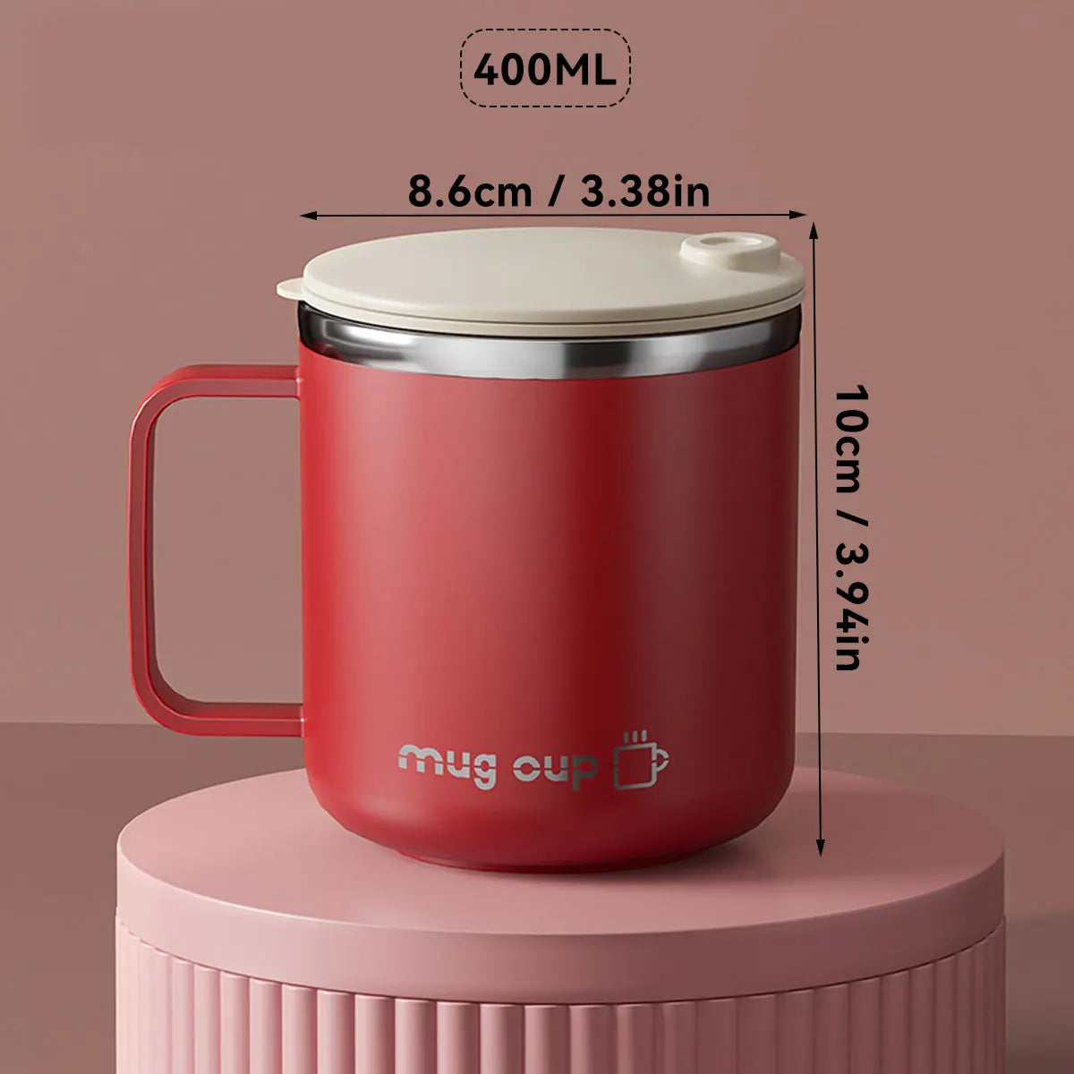 Tasse isotherme en acier inoxydable 304 avec poignée – 400 ml