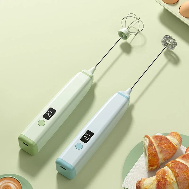 Mousseur à lait électrique rechargeable en acier inoxydable et ABS