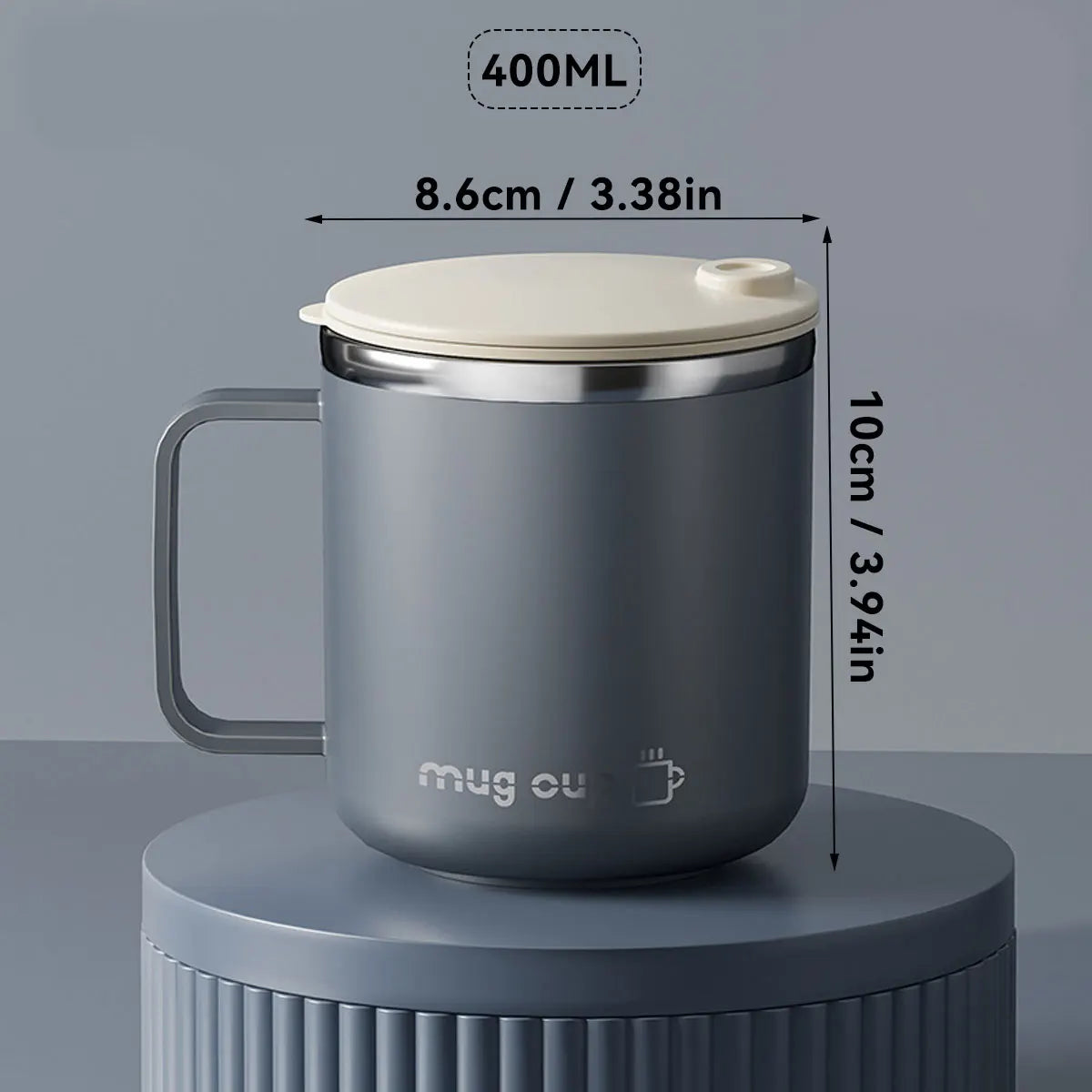 Tasse isotherme en acier inoxydable 304 avec poignée – 400 ml